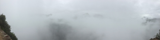 At the height of the fog, top of Huayna